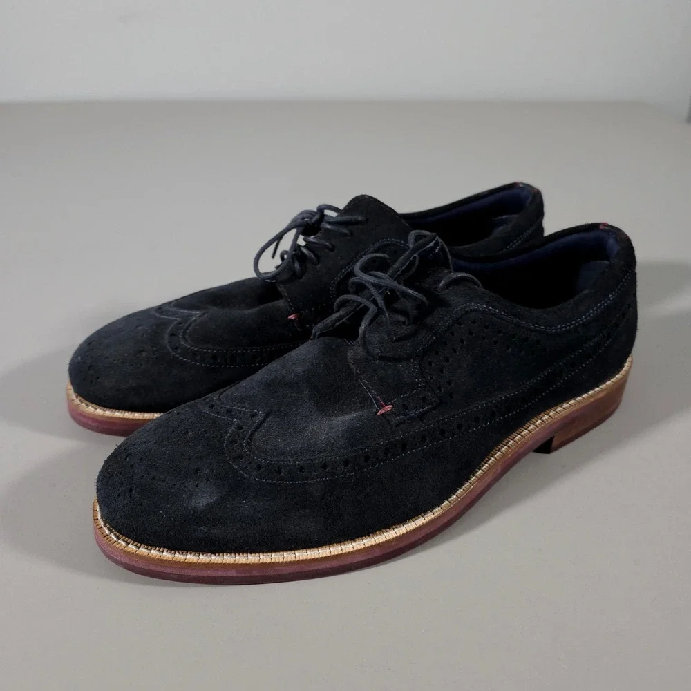 Ted Baker Deelans Oxford Mens 10 Navy Blue Suede Wingtip Brogue 9-18776